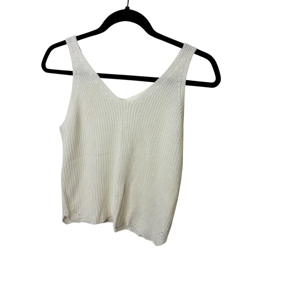 ee:some s/m women's Coastal Open Knit Sleeveless Tank Top White Boho Beachy - Picture 2 of 5